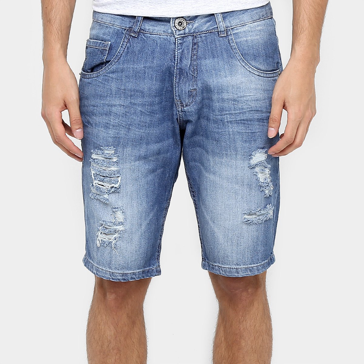 bermuda jeans feminina rasgada